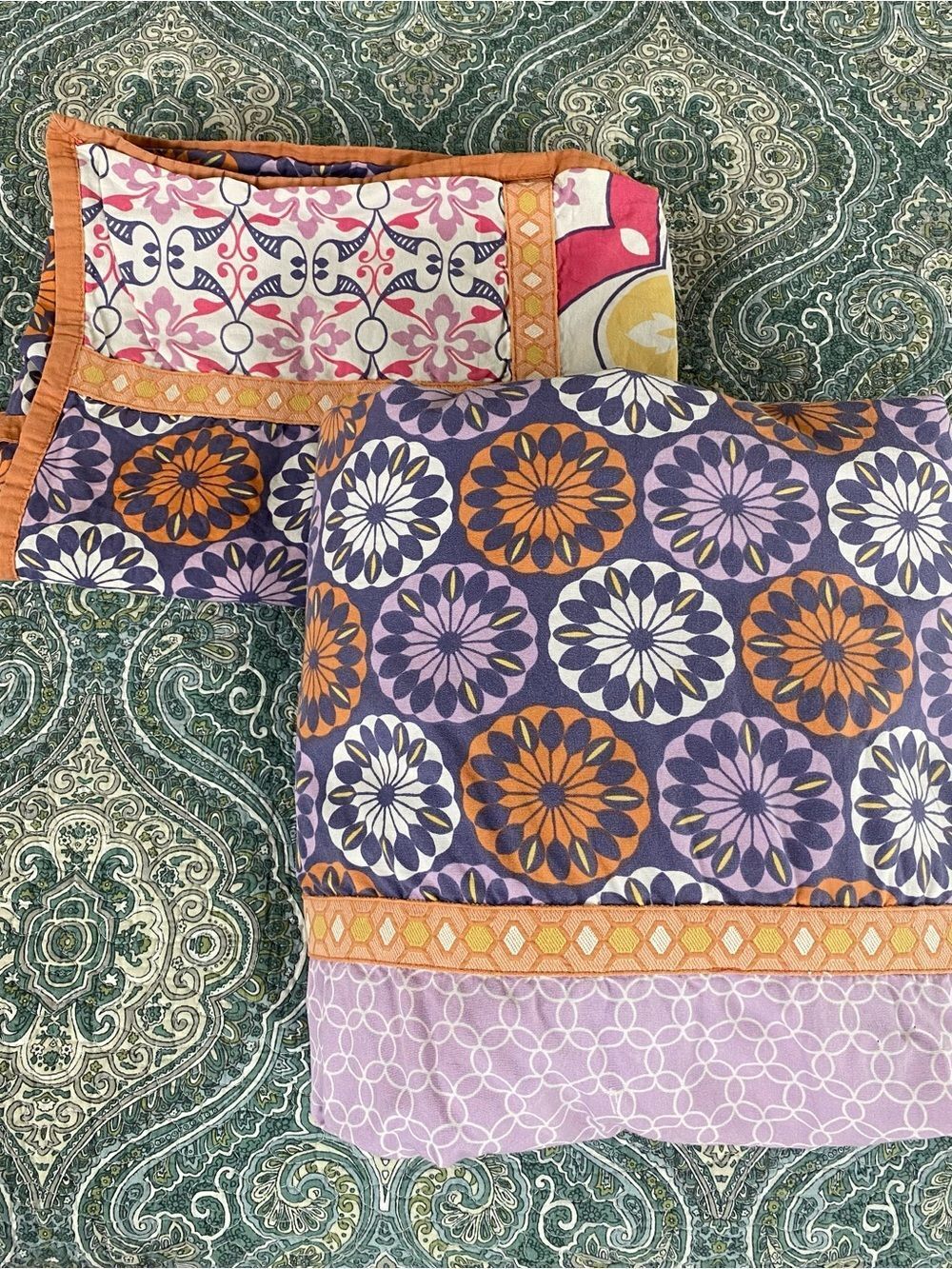 Sky Patchwork Duvet and Pillow Sham Cover in Pink, Yellow, Purple, Orange Twin